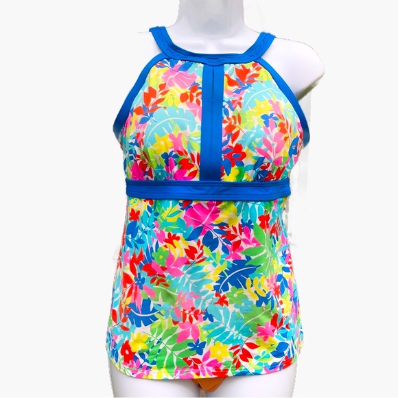 Anne Cole Women’s Swimsuit Bathing Suit Tankini Top Bright Tropical L 12 - Picture 1 of 9
